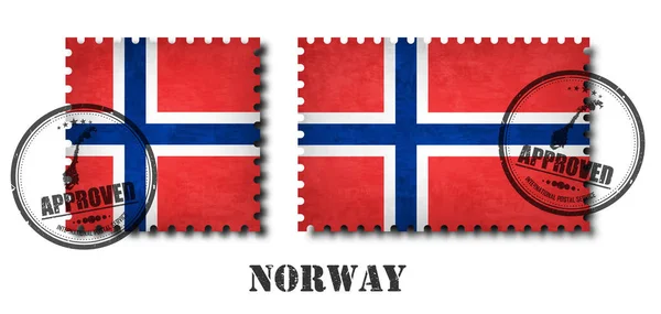 Patrón Bandera Noruega Noruega Sello Postal Con Textura Arañazo Viejo — Archivo Imágenes Vectoriales