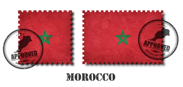 Marokko Atau Morokka Menandai Pola Perangko Dengan Grunge Tekstur Goresan - Stok Vektor