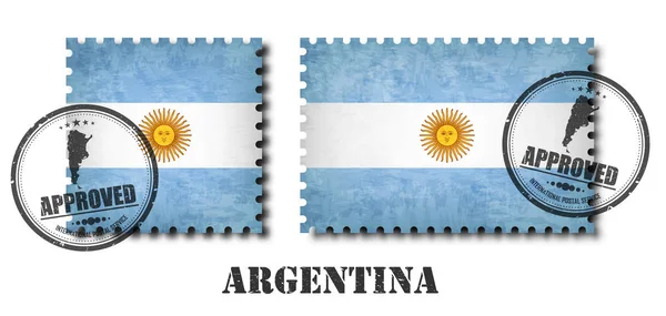 Sello Postal Con Estampado Bandera Argentina Argentina Con Textura Arañazo — Archivo Imágenes Vectoriales