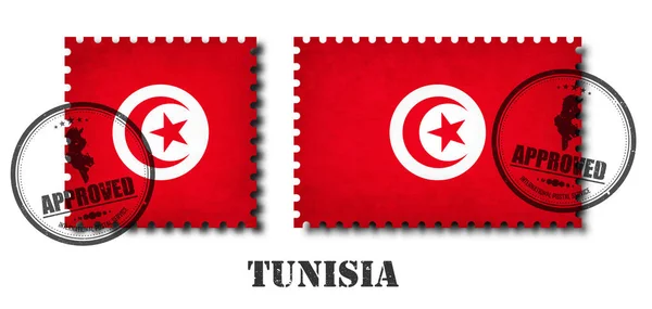 Pola Cap Pos Tunisia Atau Tunisia Dengan Tekstur Goresan Tua - Stok Vektor