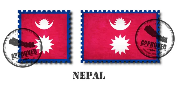 Nepal Nepalese Bandiera Modello Francobollo Con Grunge Vecchia Gratta Vinci — Vettoriale Stock