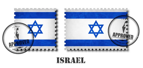 Israel Bandeira Padrão Selo Postal Com Grunge Textura Arranhão Velho — Vetor de Stock