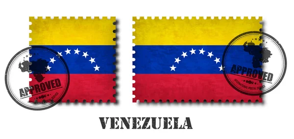 Sello Postal Patrón Bandera Venezolana Venezolana Con Textura Arañazo Viejo — Archivo Imágenes Vectoriales