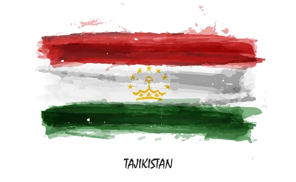 Realistická Malba akvarel Vlajka Tádžikistánu. Vektor — Stockový vektor