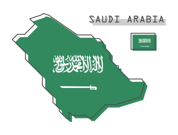 Карта Флаг Саудовской Аравии Modern Simple Line Cartoon Design Вектор — стоковый вектор
