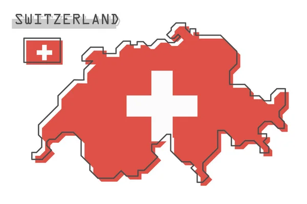 Mappa Bandiera Della Svizzera Moderno Design Semplice Linea Cartone Animato — Vettoriale Stock