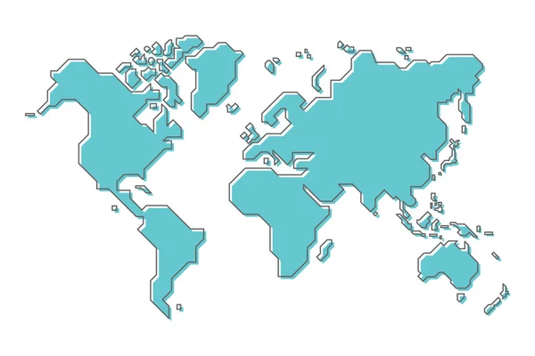 Mapa del mundo con diseño de arte de línea de dibujos animados modernos simples — Vector de stock