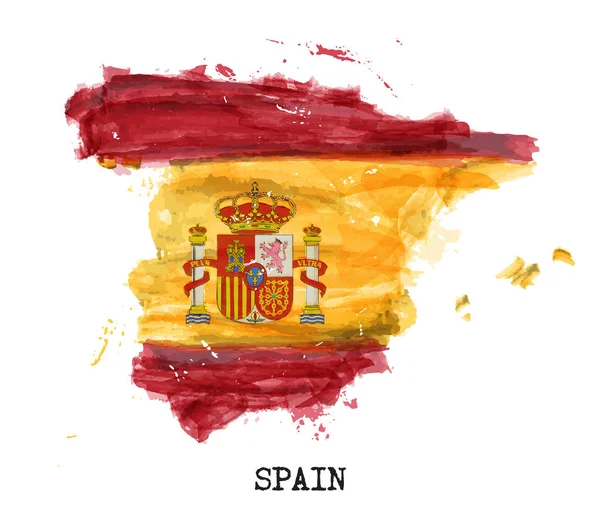 Испанский флаг акварель дизайн живописи. Форма карты страны. Спортивный клуб и концепция Национального дня (12 октября 1492 года). Вектор  . — стоковый вектор