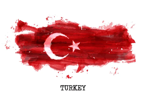 Türkei Flagge Aquarell Malerei Design. Landkartenform. Sportteam und Nationalfeiertagskonzept (29. Oktober). Vektor — Stockvektor