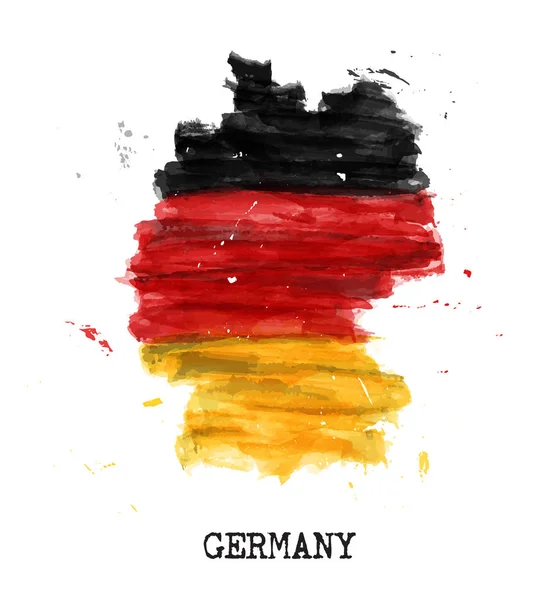 Germany flag watercolor painting design. Форма карты страны. Концепция Дня единства немецкой команды (3 октября). Вектор — стоковый вектор