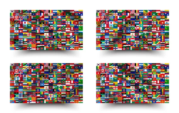 Tutte le bandiere nazionali del mondo. agitando e lo stile di sfondo. Vettore  . — Vettoriale Stock
