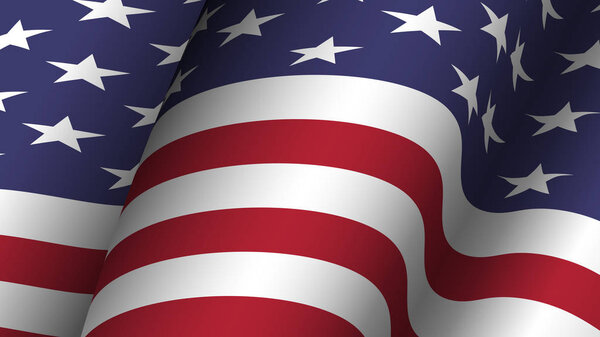 America flag background collection . Waving design . Ratio 16 : 9 . 4th of July independence day concept . Vector .