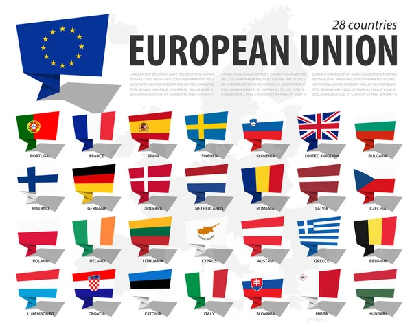 Bandera de la Unión Europea (UE) y pertenencia al mapa europeo de antecedentes. Diseño de burbujas de voz. Vector  . — Vector de stock