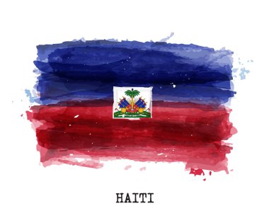 Haiti Gerçekçi suluboya boyama bayrağı . Vektör .