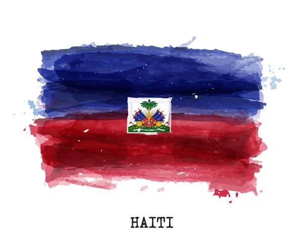 海地逼真的水彩画旗。向量 . — 图库矢量图片