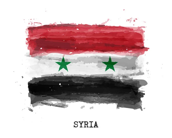 Realistic watercolor painting flag of Syria . Vector . — Stock Vector