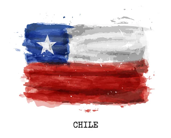 Pintura de acuarela realista bandera de Chile. Vector  . — Archivo Imágenes Vectoriales