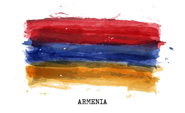 Bandeira de pintura aquarela realista da Armênia. Vetor — Vetor de Stock