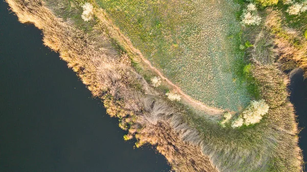 Lago Reed desde el primer plano del dron — Foto de Stock