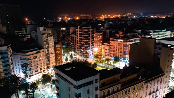 Alicante city night from drone — Stock Photo, Image