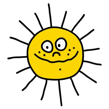 Bir el komik güneş çizimi vektör çizim