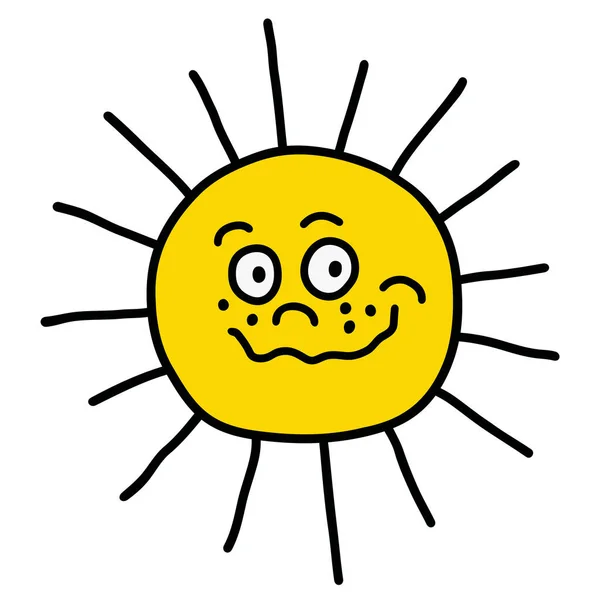 Illustration Vectorielle Dessin Main Drôle Soleil — Image vectorielle