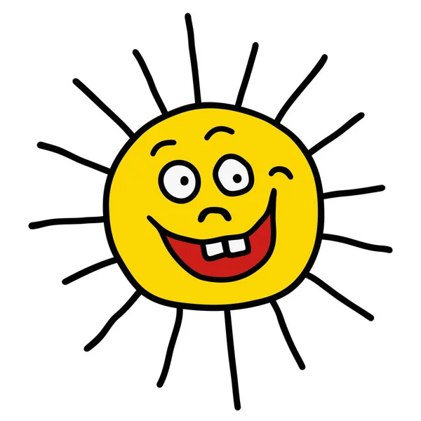 Векторна Ілюстрація Руки Малює Смішне Сонце — стоковий вектор