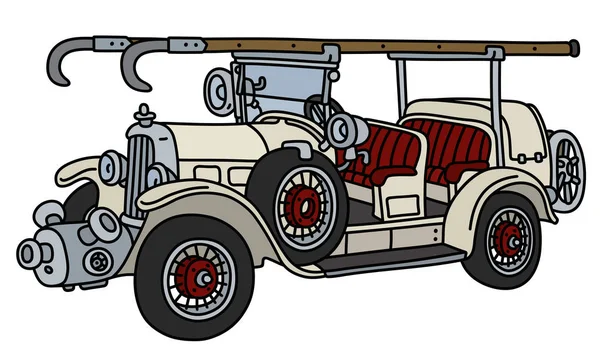 Hand Tekening Van Een Vintage Witte Brandweerwagen — Stockvector