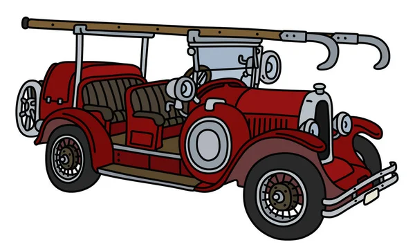 老式红色消防车的手画 — 图库矢量图片