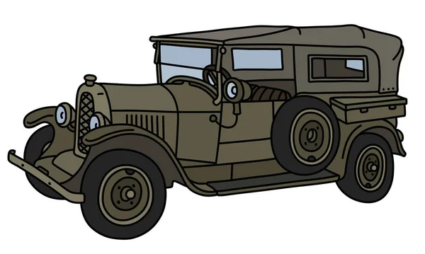 Illustrazione Vettoriale Una Cabriolet Militare Kaki Vintage — Vettoriale Stock