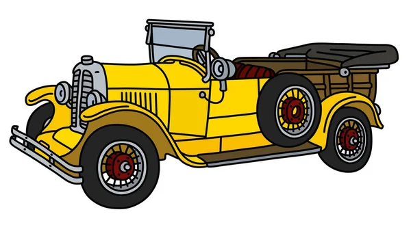 Vectorillustratie Van Een Vintage Gele Cabrio — Stockvector