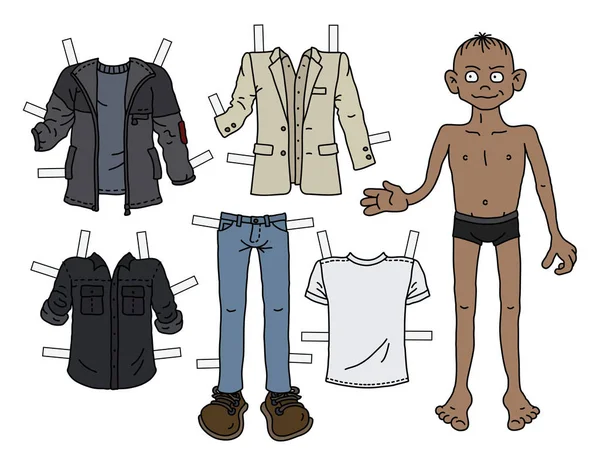 Αγόρι Αστεία Κούκλα Χαρτί Cutout Ρούχα — Διανυσματικό Αρχείο