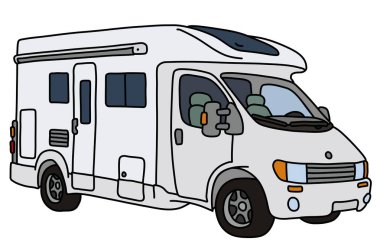 The vectorized hand drawing of a white caravan clipart