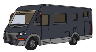 Vectorized el modern karanlık büyük motorlu ev çizimi