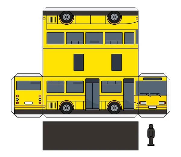 Semplice Modello Carta Vettoriale Piccolo Autobus Giallo — Vettoriale Stock