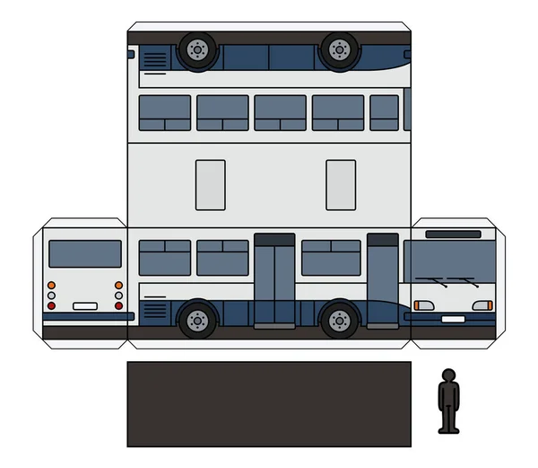 Modèle Simple Papier Vectoriel Petit Bus Bleu Blanc — Image vectorielle