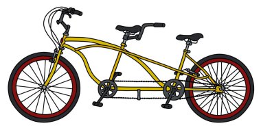 Vectorized el çizimi sarı bir iki kişilik bisiklet