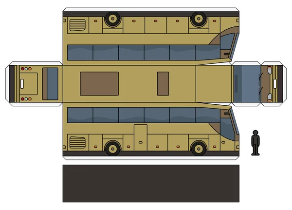 Modèle Simple Papier Vectoriel Bus Touristique Beige — Image vectorielle