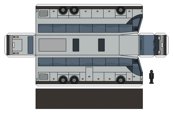 Modèle Simple Papier Vectoriel Grand Bus Touristique Argenté — Image vectorielle