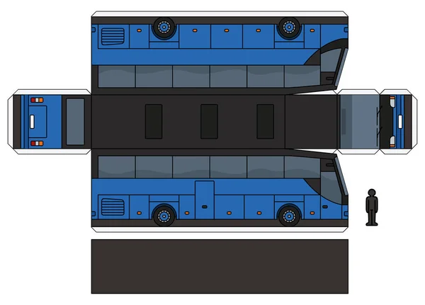 Modelo Papel Vetorial Simples Ônibus Turístico Azul —  Vetores de Stock