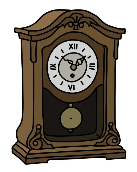 Dibujo Vectorizado Mano Reloj Péndulo Escritorio Histórico — Vector de stock