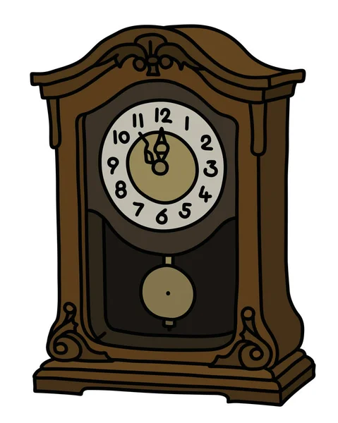 Vectorized Hand Drawing Retro Desktop Pendulum Clock — Stock Vector