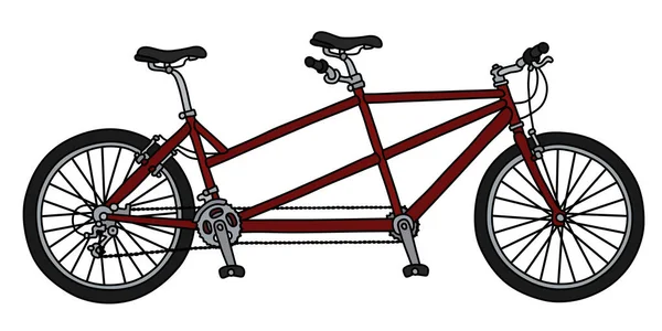 Desenho Mão Vetorizado Uma Bicicleta Tandem Vermelha — Vetor de Stock