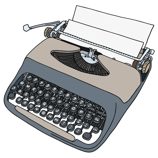 Retro Gray Portable Typewriter — Stock Vector
