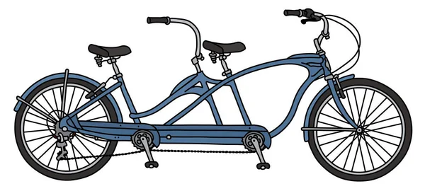 Bicicleta Tandem Azul Retro — Vetor de Stock