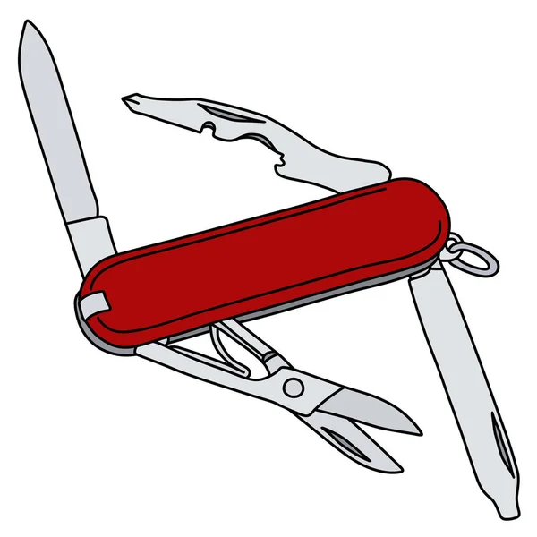 Red Swiss Army Pocket Knife — Stock Vector