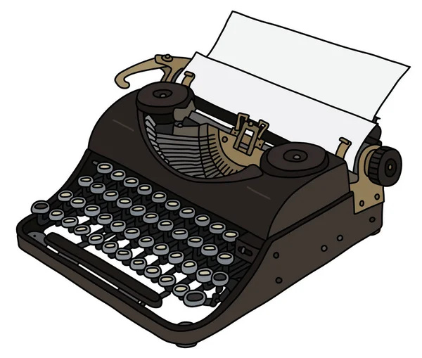 Gevectoriseerde Hand Tekening Van Een Vintage Draagbare Schrijfmachine — Stockvector