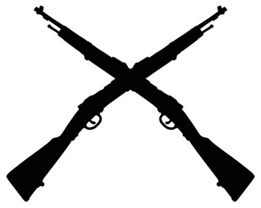 İki eski askeri tüfek siyah silüeti