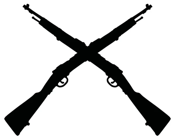 Чорний Силует Двох Старих Військових Гвинтівок — стоковий вектор