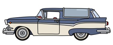 Vectorized el çizimi komik eski Amerikan steyşın vagon